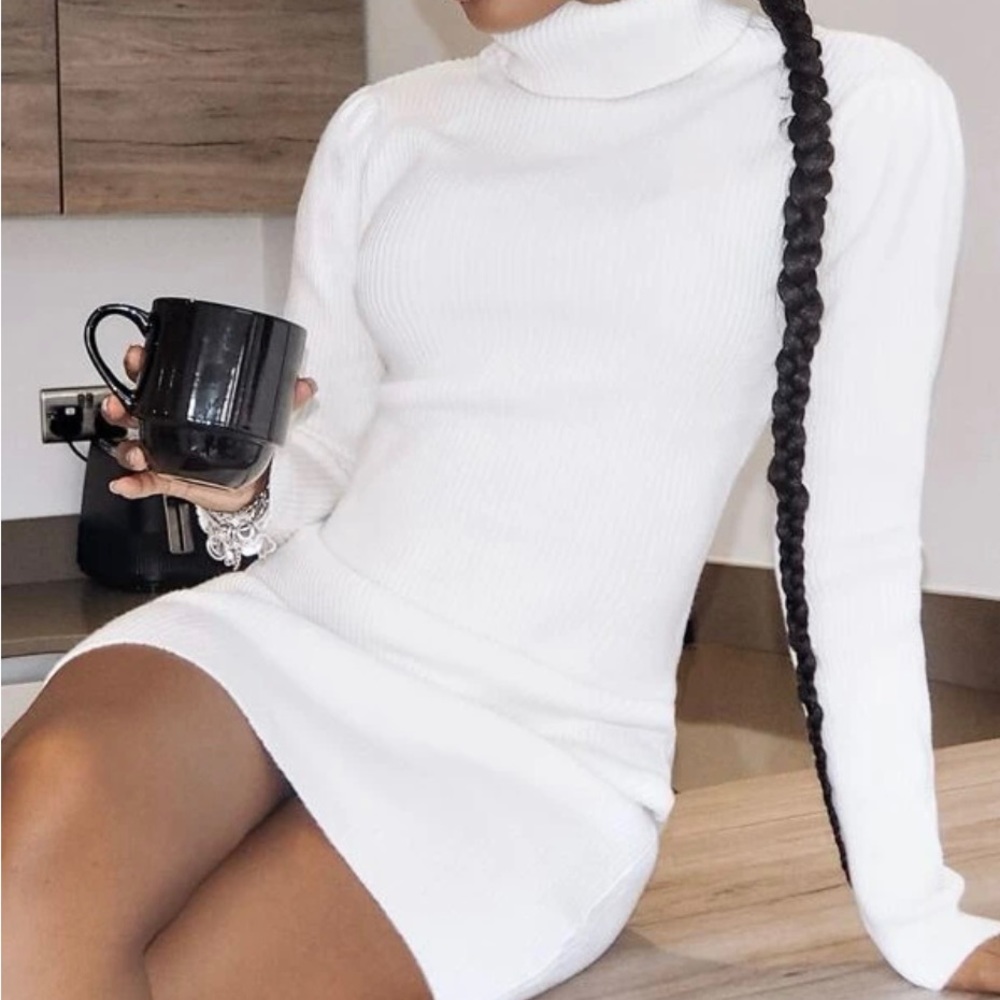 White sweater dress